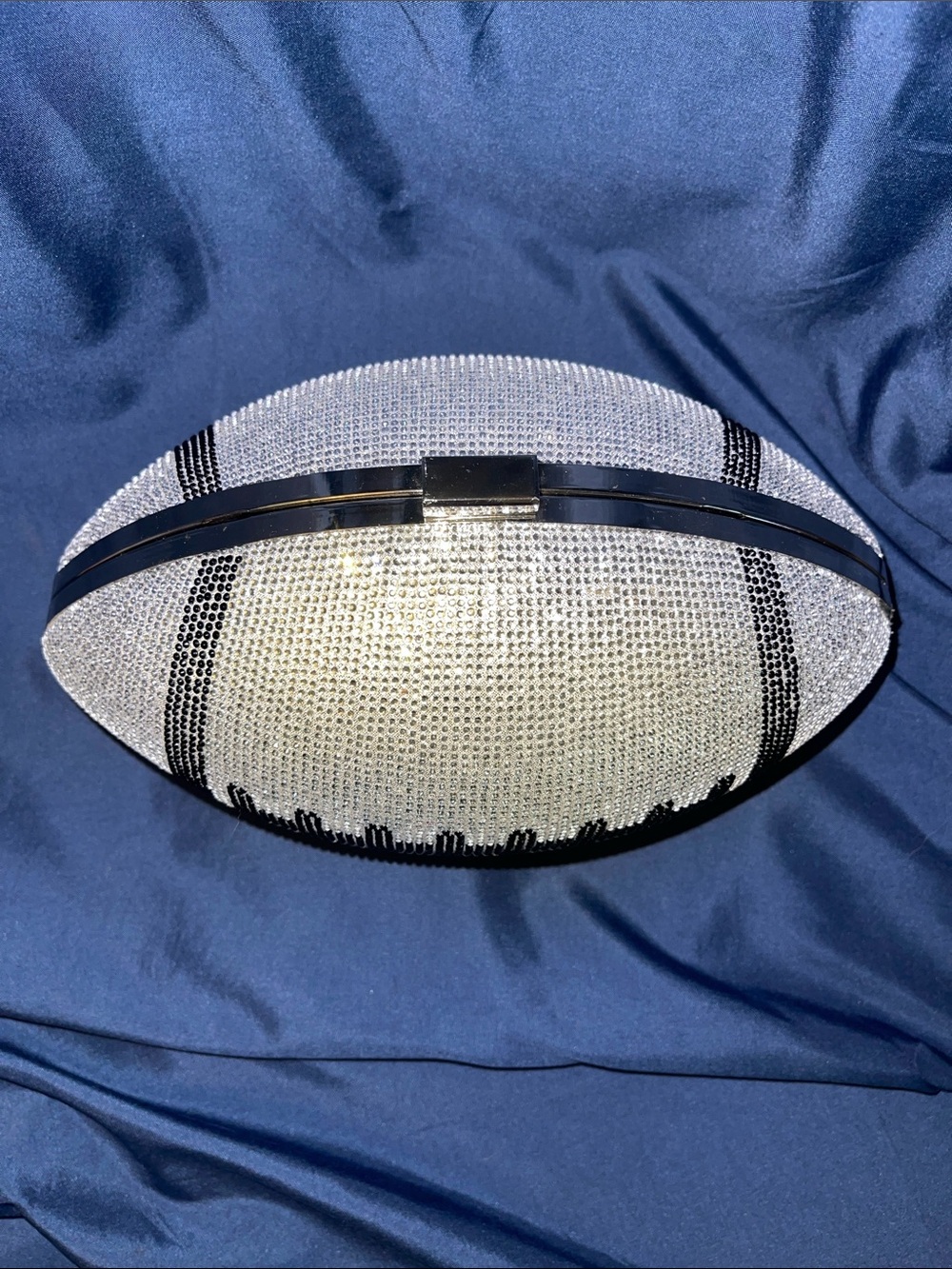 Crystal Football Clutch Wristlet - Silver & Black - Picture 2 of 6